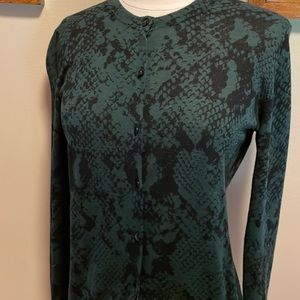 Ann Taylor Factory green and black cotton cardigan